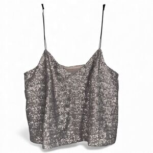ASOS Silver Sequin Cami Top Sparkly Party Evening Occasion Size 8